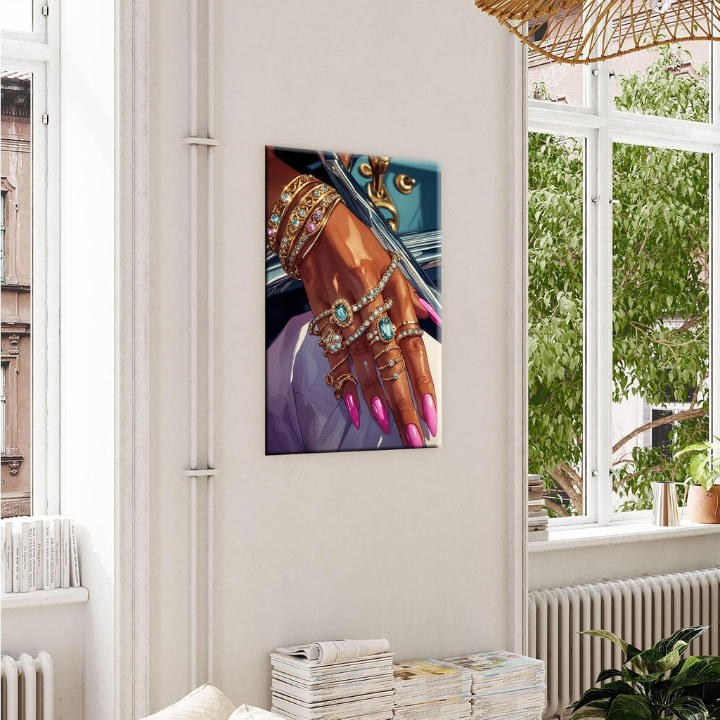 Black woman canvas painting wall black rich woman black girl art print colorful african poster is a good choice for room decoration 28x40in Wood Framed