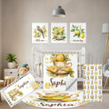 Terwex Personalized Baby Crib Bedding Set, 5 Pcs Custom Name Nursery Bedding Set, Lemon Tea Baby Bedding Set for Girls Boys, Double Layer Flannel Baby Crib Set, Toddlers Kids Infants Customized Gifts