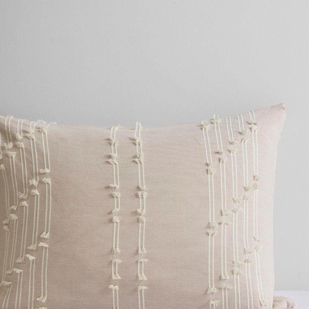 INK+IVY Kara 100% Cotton Duvet Mid Century Modern Design, All Season Comforter Cover Bedding Set, Matching Shams, Full/Queen, Jacquard Stripes Blush 3 Piece