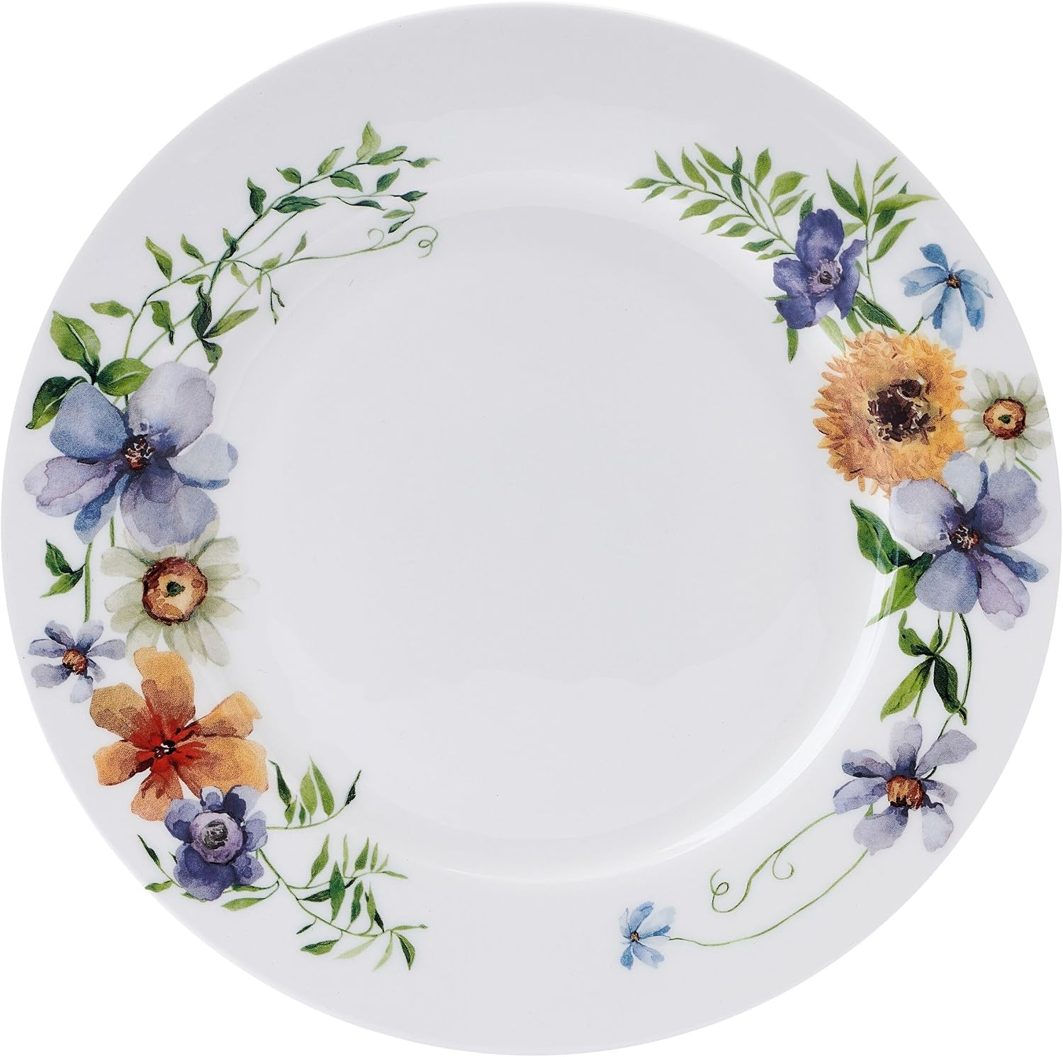 Mikasa Audrina Water Color Flowers Bone China Lightweight Chip Resistant 12 Piece Dinnerware Set, Service for 4, White