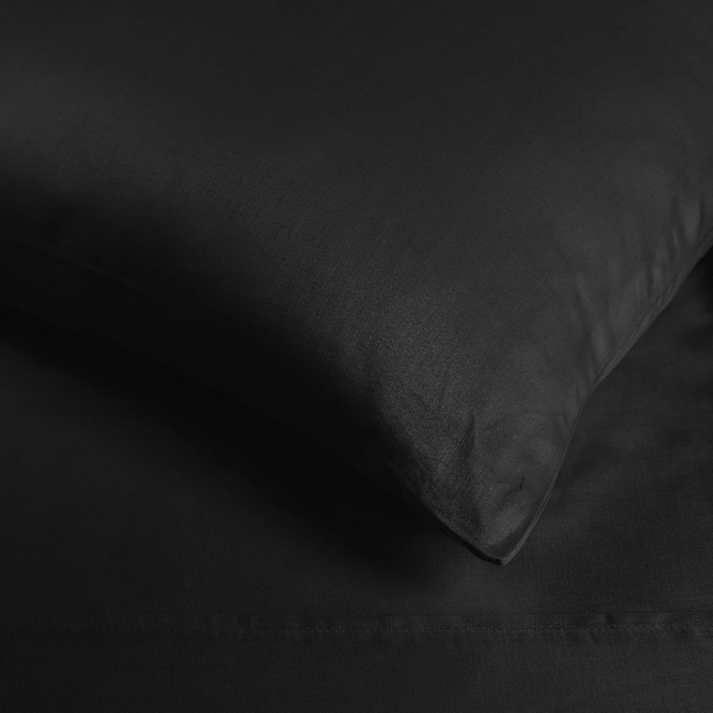Superior Egyptian Cotton 400 Thread Count Bed Sheet Set, 1 Elastic Deep Pocket Fitted Sheet, 1 Flat Sheet, 2 Pillowcases, Soft Bedding, Luxury Sheets, Sateen Weave, California King Size, Black