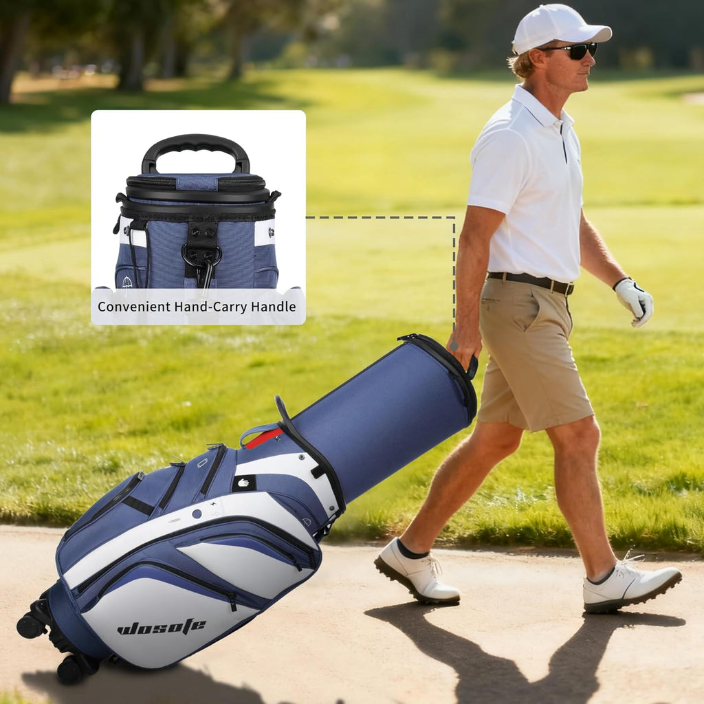 Golf Club Travel Bag with Wheels, Golf Cart and Travel Bag Retractable Cover,Golf Carry Bag for Men and Women, Multiple Storage Pockets, Shoe Compartment, Golf Cart Bag, 4 Colors to Choose from