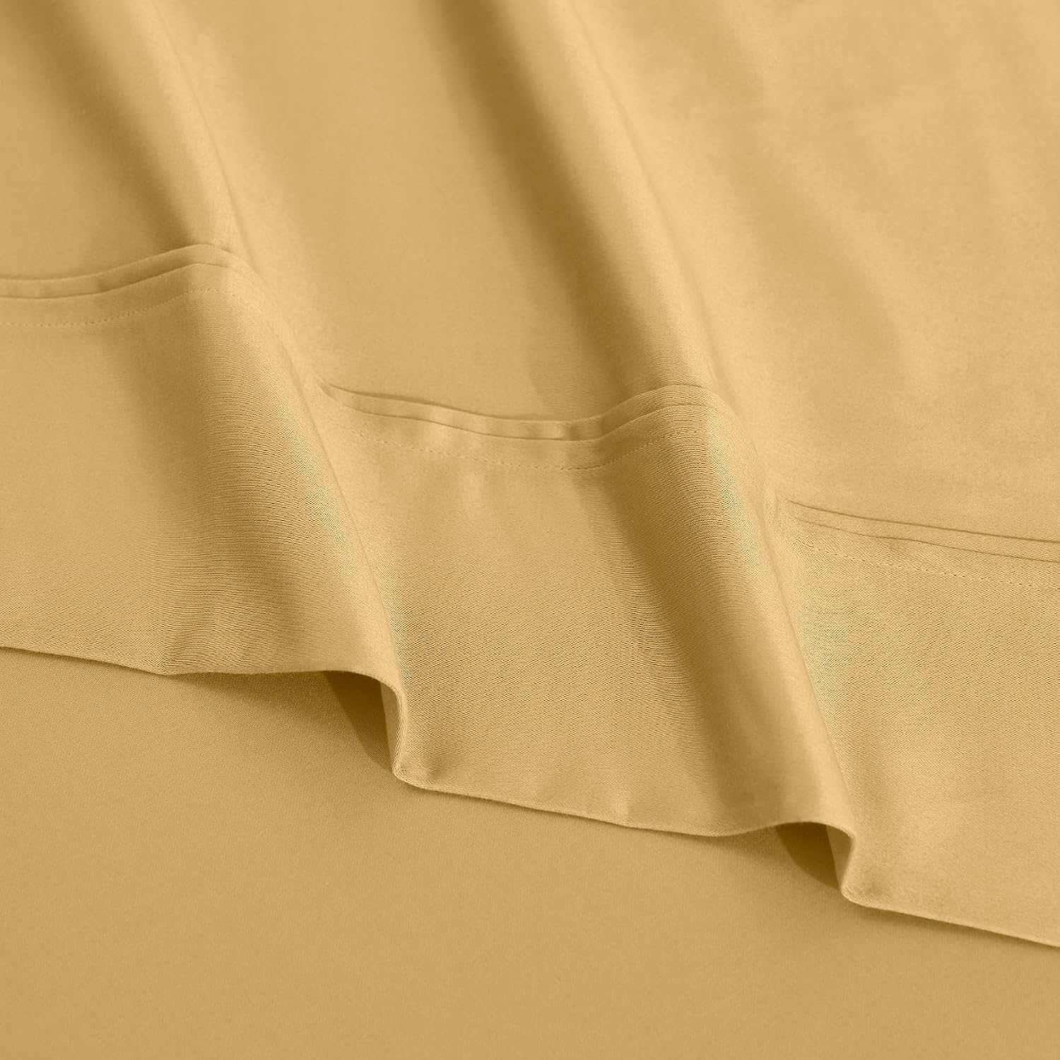 Superior 1200 Thread Count Egyptian Cotton Sheet Set, Bedroom Sheets, Modern Home Essentials, Luxury Bedding, 1 Elastic Deep Pocket Fitted Bed Sheet, 1 Flat Sheet, 2 Pillowcases, King, Gold