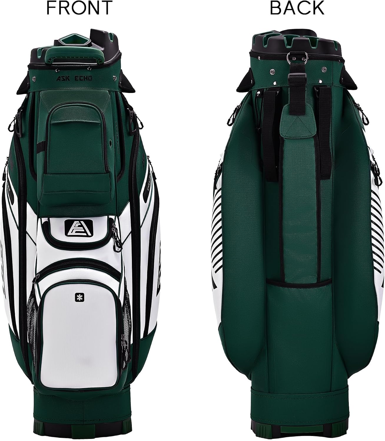 ASK ECHO T-Lock Golf Cart Bag with 14 Way Organizer Divider Top, Premium Cart Bag with Handles and Rain Cover for Men