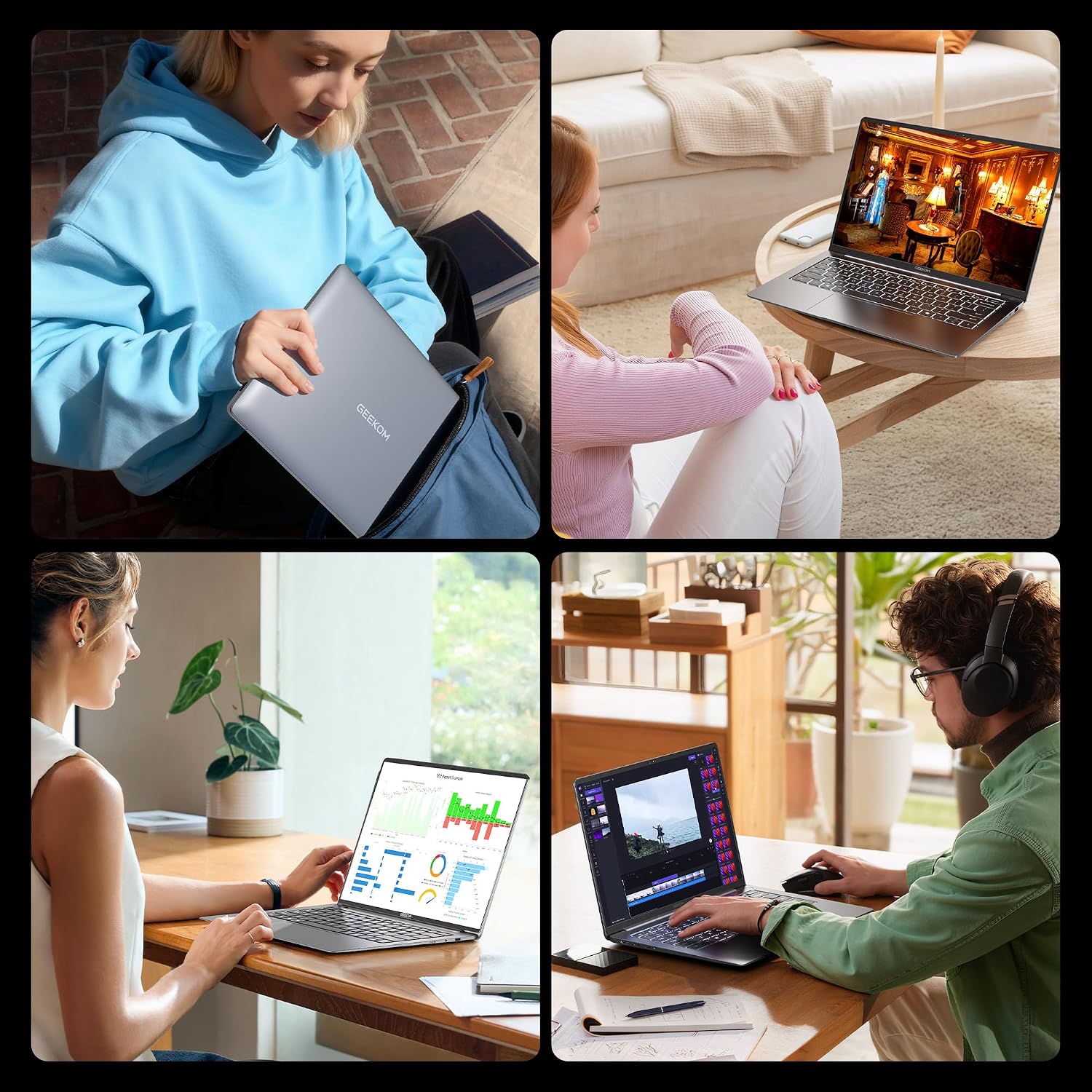 GEEKOM GeekBook X14 Pro Laptop, 2.2lbs Ultra Thin 14' 2.8K OLED Laptop Computer, Ultra 5 125H, 32GB LPDDR5x 7500MHz RAM 1TB SSD, Up to 16 Hour, 2X USB4, Fingerprint, Hub, Copilot, Windows 11 Pro