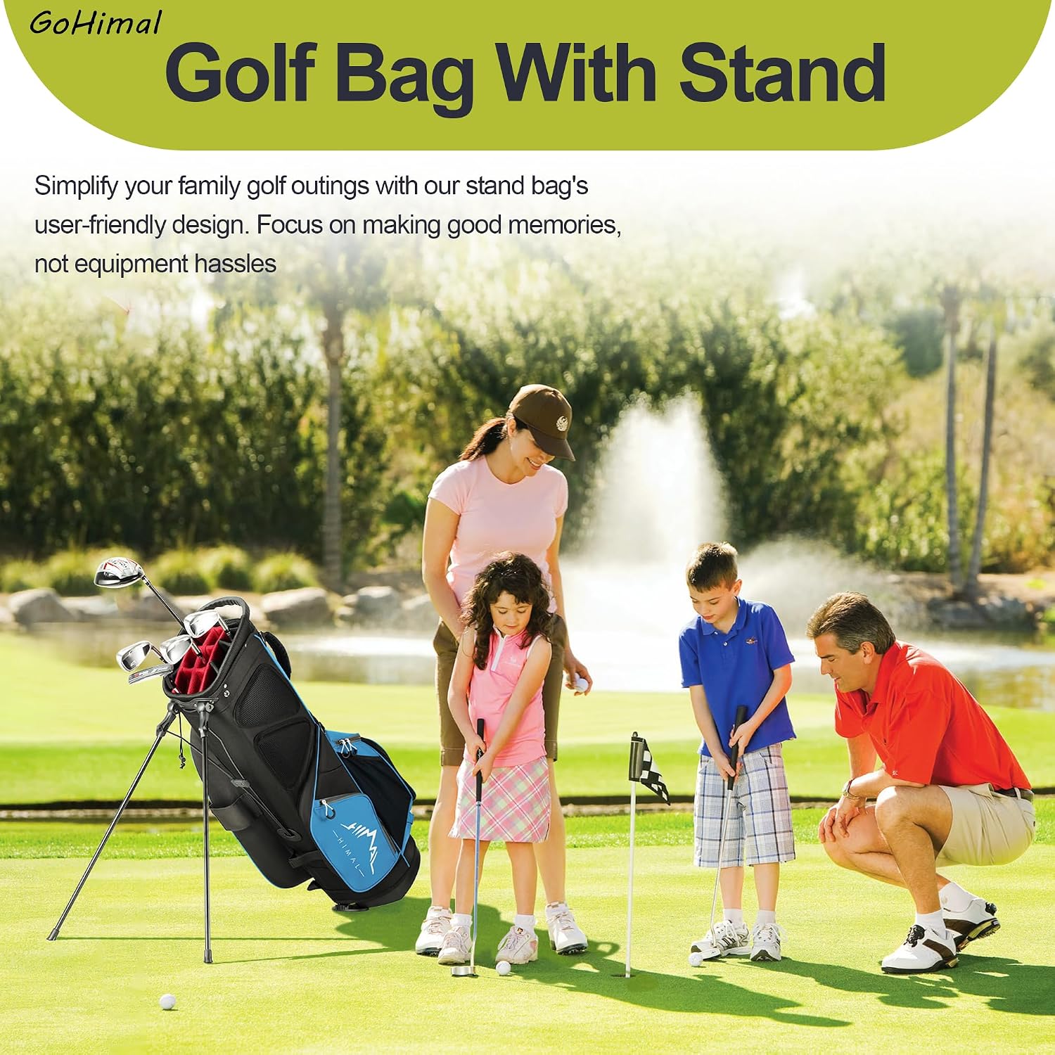 GoHimal 14 Way Golf Stand Bag, Golf Bags for Men with Stand, Top Dividers Ergonomic with 10 Pockets Golf Club Bags