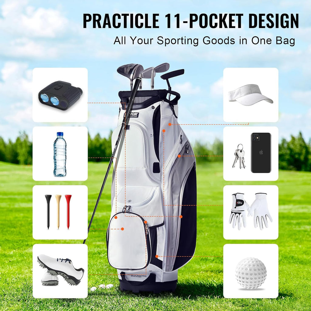 VEVOR Golf Cart Bag with 14 Way Organizer Divider Top, Premium Cart Bag with Stand, Durable Golf Bags with Handles & Dust Cover & Detachable Dual Strap for Men & Women