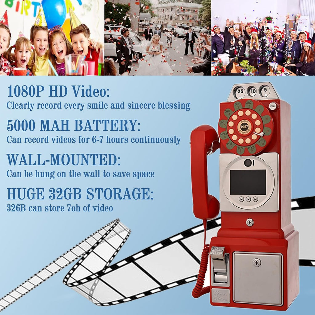 Video & Audio Guest Book Wedding Phone Guestbook Creative Easy to Use & Fun Engagements Anniversaries Baby Showers Graduation,White