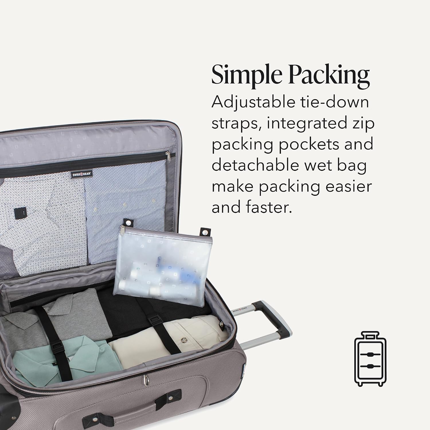SWISSGEAR Sion Softside Expandable Spinner Luggage Durable Lightweight Travel Suitcase, Pewter, Checked-Medium