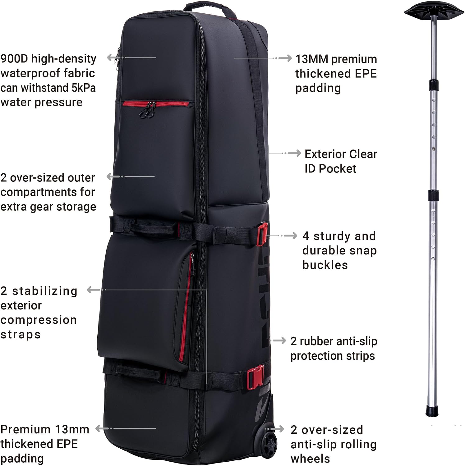 ASK ECHO LOCKLINK Roller Outdoors Golf Travel Bag Soft-Sided with Wheels/Black