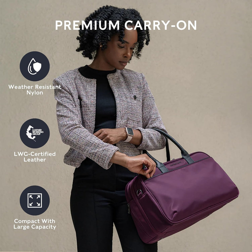 Nomad Lane Carry-On Luggage Duffel Bag, Durable & Lightweight Suitcase. Bento Bag, Personal Item Weekender Travel Bag for Men & Women, Venetian Violet