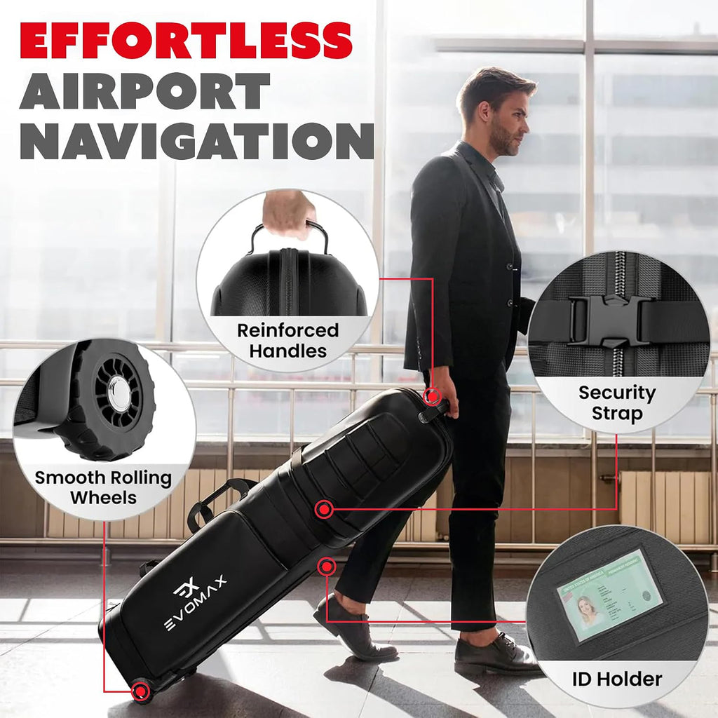 Hard Top Golf Travel Bag for Airlines, 1680D Hard Case Golf Travel Bag with TSA Lock, Wheels, Internal Strap, Grab Handle & Durable Zipper, Collapsible Hard Shell Travel Case for Golf Clubs