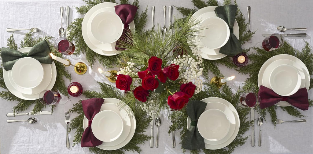 Lenox Dinnerware Sets, Studio 1414 Coupe 24-Piece Dinnerware Set, Service For 8, Bone China Material, Dishwasher Safe, Microwave Safe, Bowls, Plates And Bowls, Dinner Dishes, Plates (White, 24 Piece)