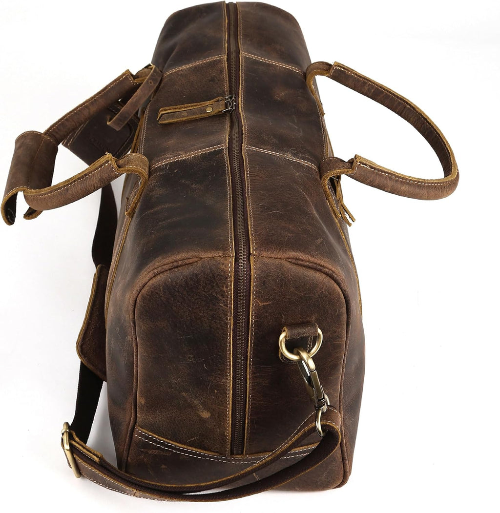 Leather Travel Duffle Bags for Men and Women cabin friendly Weekend Bag Sports Gym airplane carry on overnight duffel