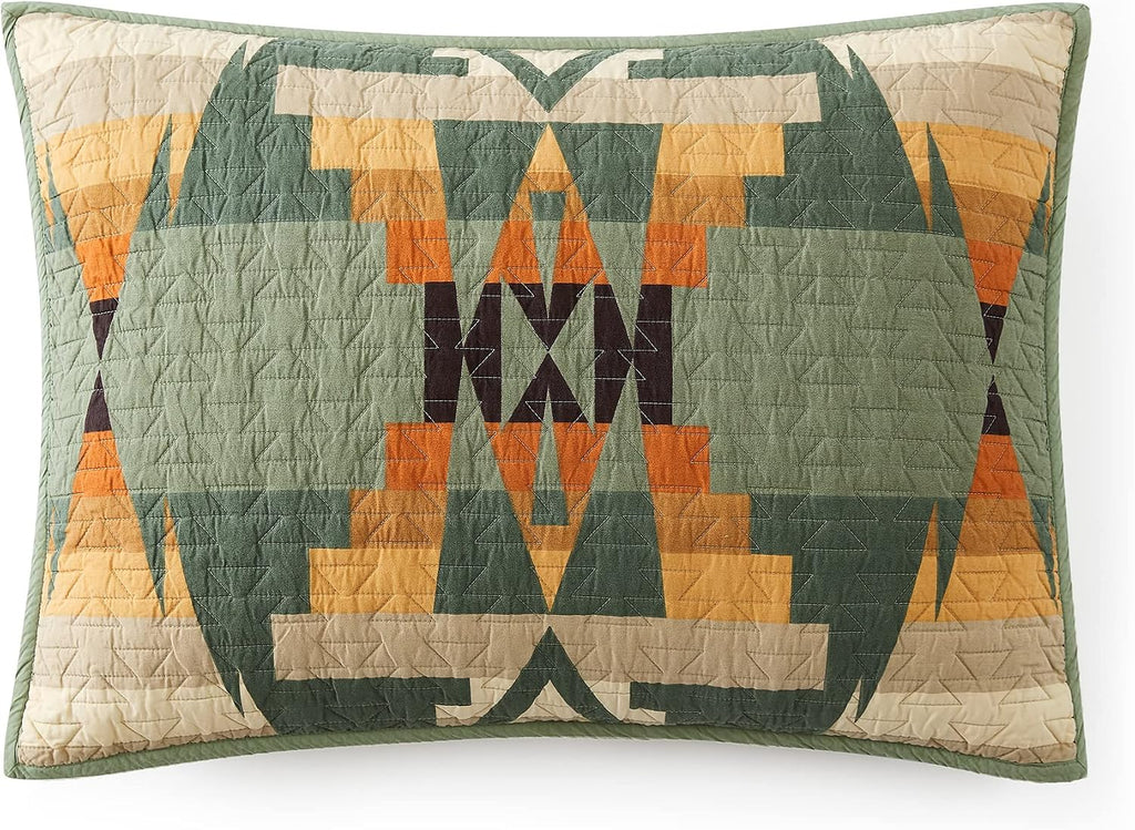 Pendleton Full/Queen Quilt Set – 100% Cotton 3 Piece Quilt Set with Shams, Soft Lightweight Bedding for Queen Size Bed, Sage Green Patterned Comforter Alternative, Queen Bedding Set (Siskiyou)
