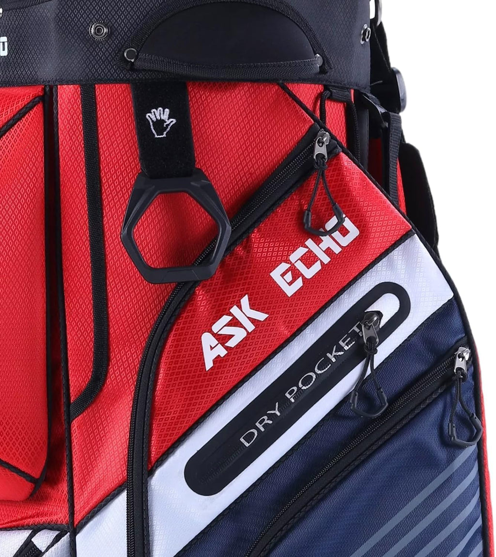 ASK ECHO T-Lock Golf Cart Bag with 14 Way Organizer Divider Top, Premium Cart Bag with Handles and Rain Cover for Men