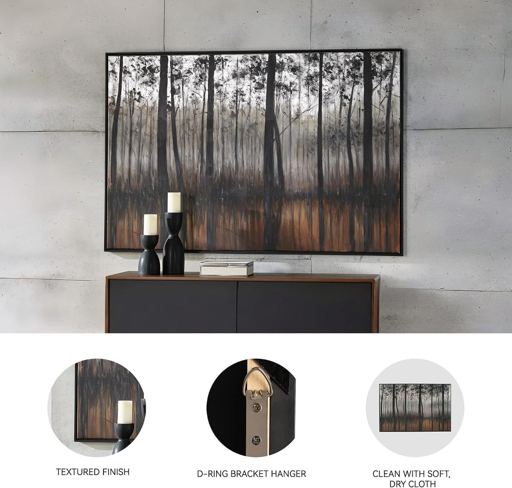 Signature Design by Ashley Philyra Dreary Forest Canvas Wall Art, 72 x 48, Black Orange Silver