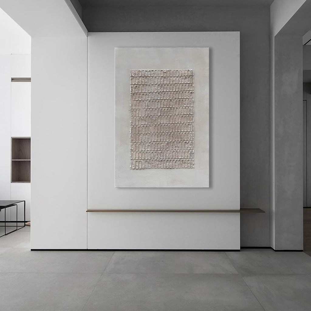 NANKAI Art Hand-painted white and brown texture abstract art oil painting contemporary minimalist style art wall decoration for home office corridor 45x30 inches