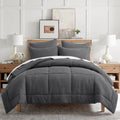 Levtex Home Mills Waffle Full/Queen Comforter Set (90x94in) with 2 Pillow Shams (26x20in) - Charcoal - 100% Cotton Full/Queen Size Comforter Set - Soft, Pre-Washed