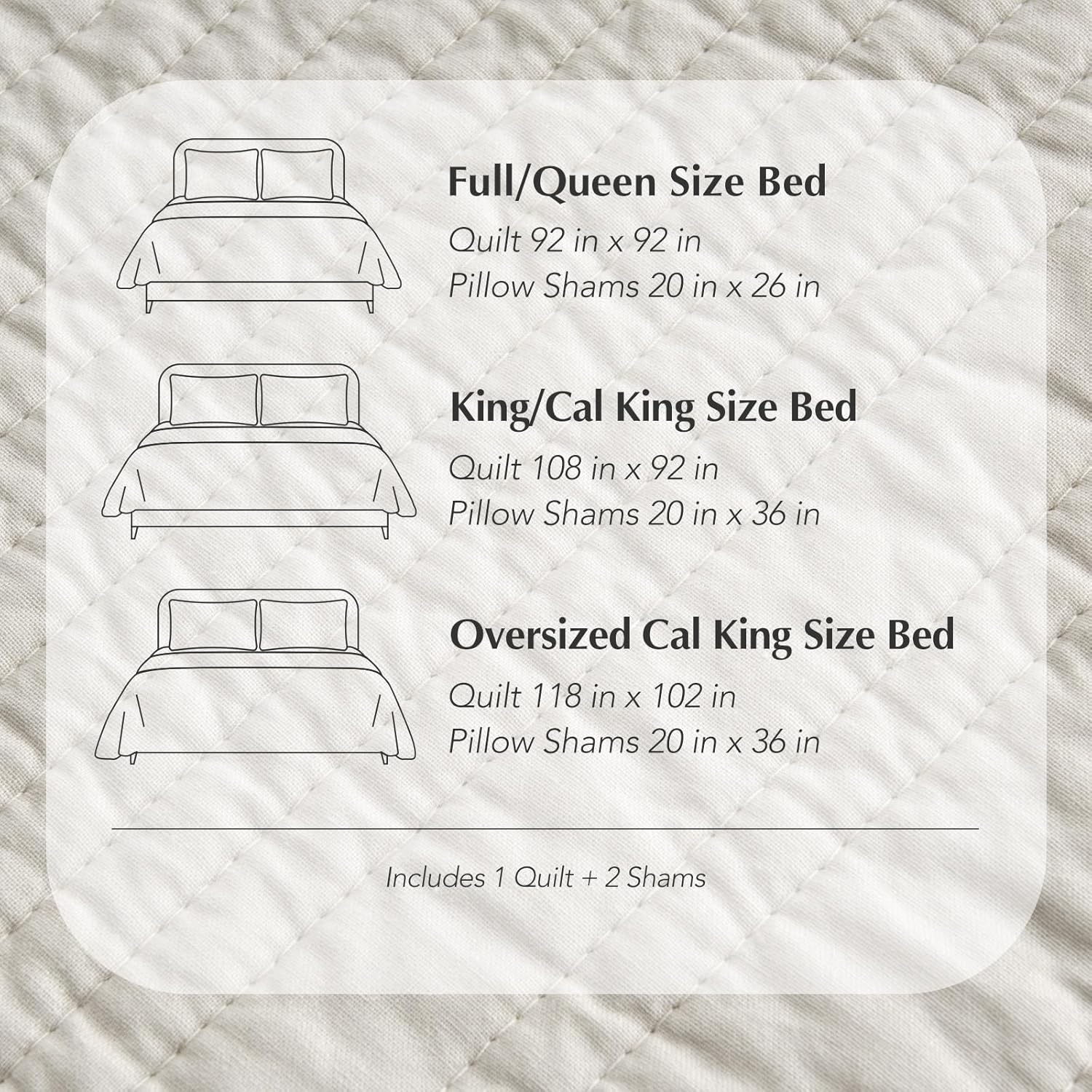 EVERGRACEHOME 100% Cotton Modern Lines Quilt Set Oversized King, Pre-Washed Soft Striped Coverlet Bedspread, 3 Piece Lightweight Bedding Set for All Season, with 2 Pillow Shams, Birch