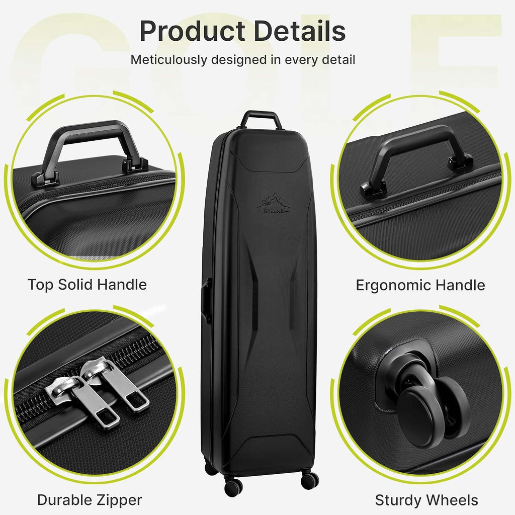 uniHimal Hard Case Golf Travel Bag with Wheels - PC Hard Shell Design Waterproof, Durable & Large Capacity - Golf Travel Case for Golf Clubs Ultimate Protection.