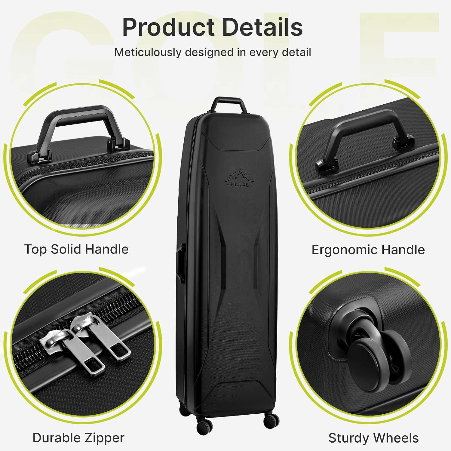 uniHimal Hard Case Golf Travel Bag with Wheels - PC Hard Shell Design Waterproof, Durable & Large Capacity - Golf Travel Case for Golf Clubs Ultimate Protection.