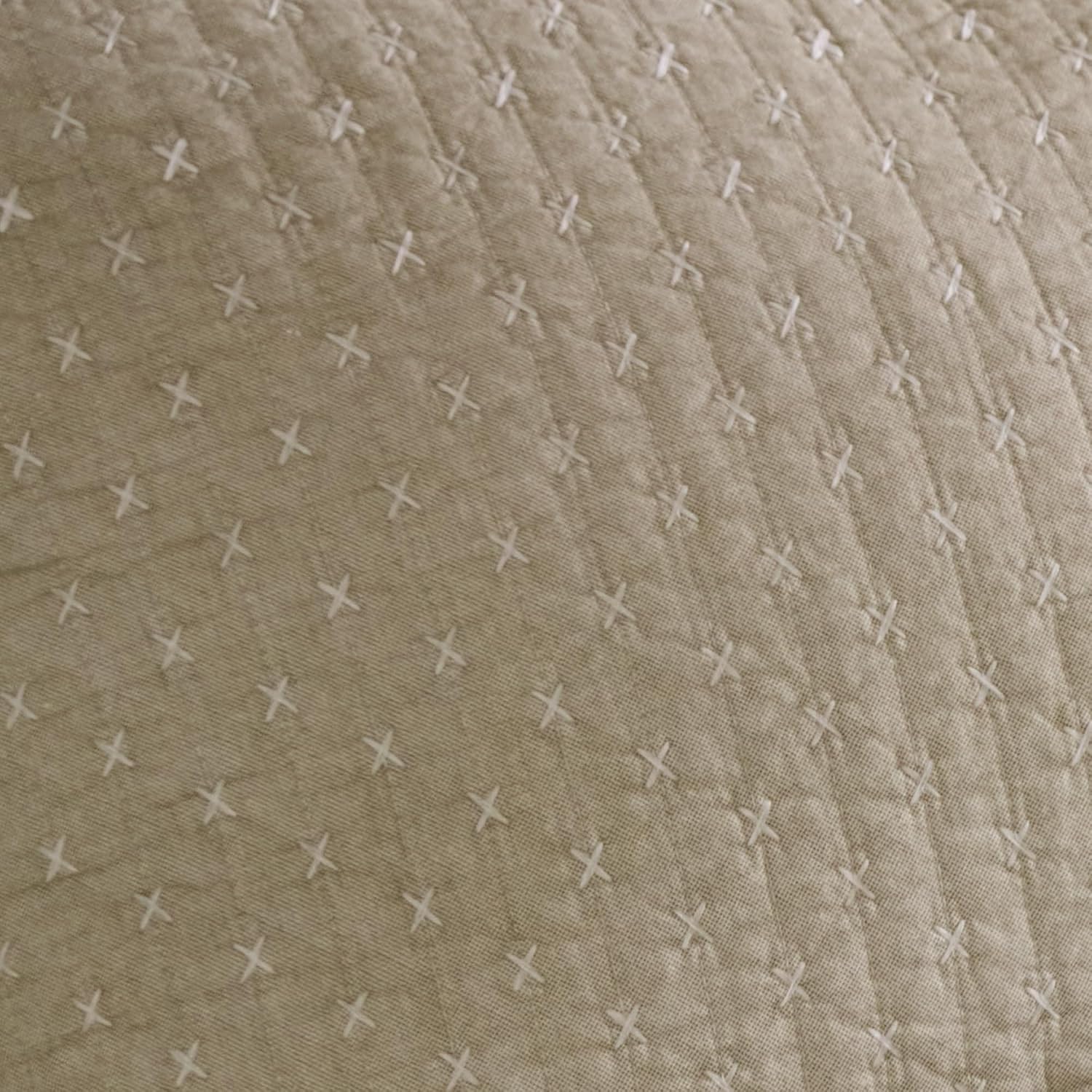 Levtex Home Cross Stitch Reversible King/Cal King Quilt Set (106x92in) and 2 Pillow Shams (36x20in) - Stitch Texture - Taupe - Cotton King Size Quilt Bedding Set - Lightweight Soft Pre-Washed
