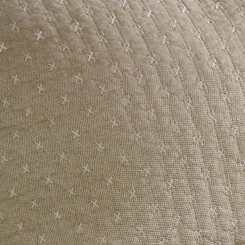 Levtex Home Cross Stitch Reversible Twin XL/Twin Quilt Set (68x86in) with 1 Pillow Sham (26x20in) - Stitch Texture - Taupe - Cotton Twin/Twin Size Quilt Bedding Set - Lightweight, Soft, Pre-Washed