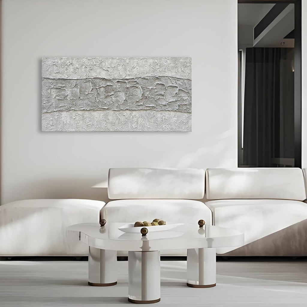Art Minimalist Art Painting Hand-Painted Black and White Wall Art Textured Oil Painting Modern Abstract Art Home Wall Decoration 24x48 inches