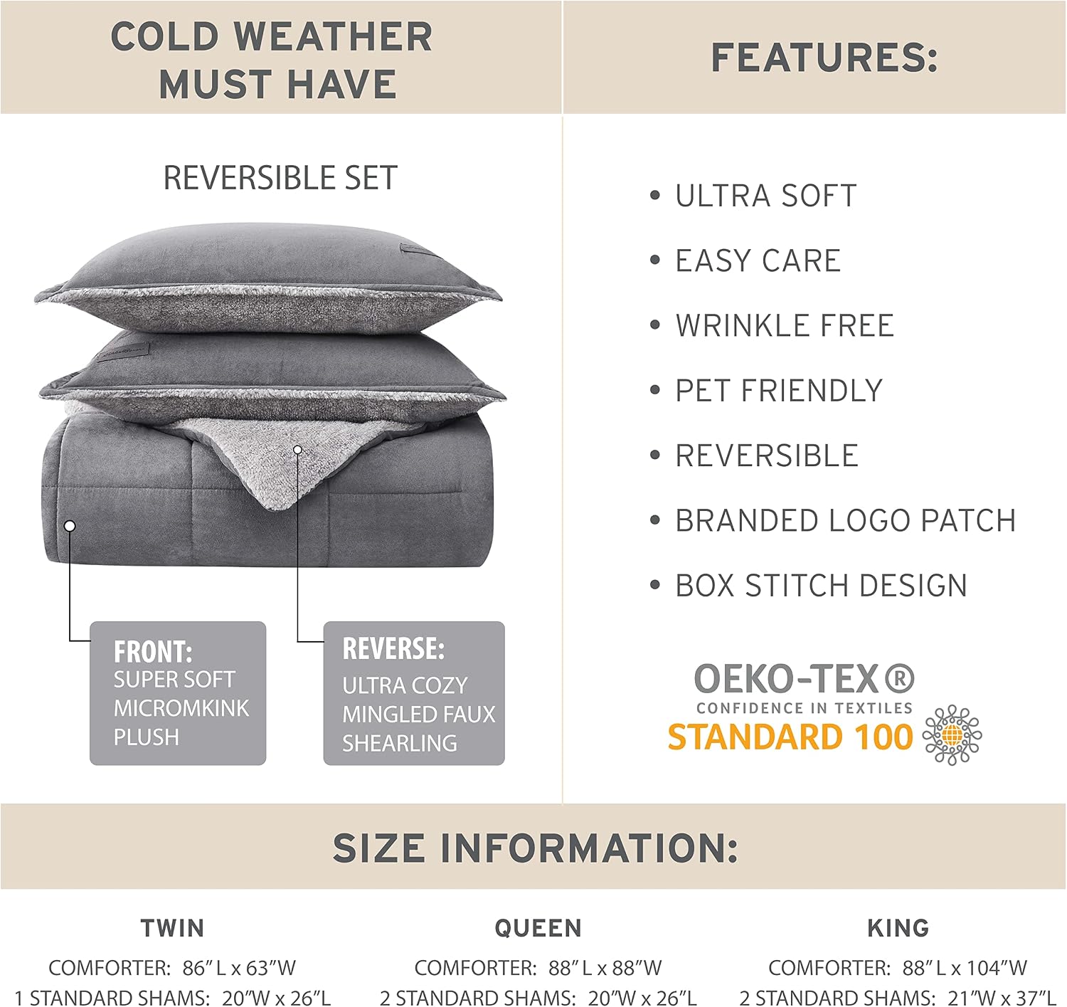 Eddie Bauer - King Comforter Set, Microsuede Bedding with Soft Sherpa Reverse, 3 Piece Bed Set with Matching Pillowcases (Sherwood Brown)