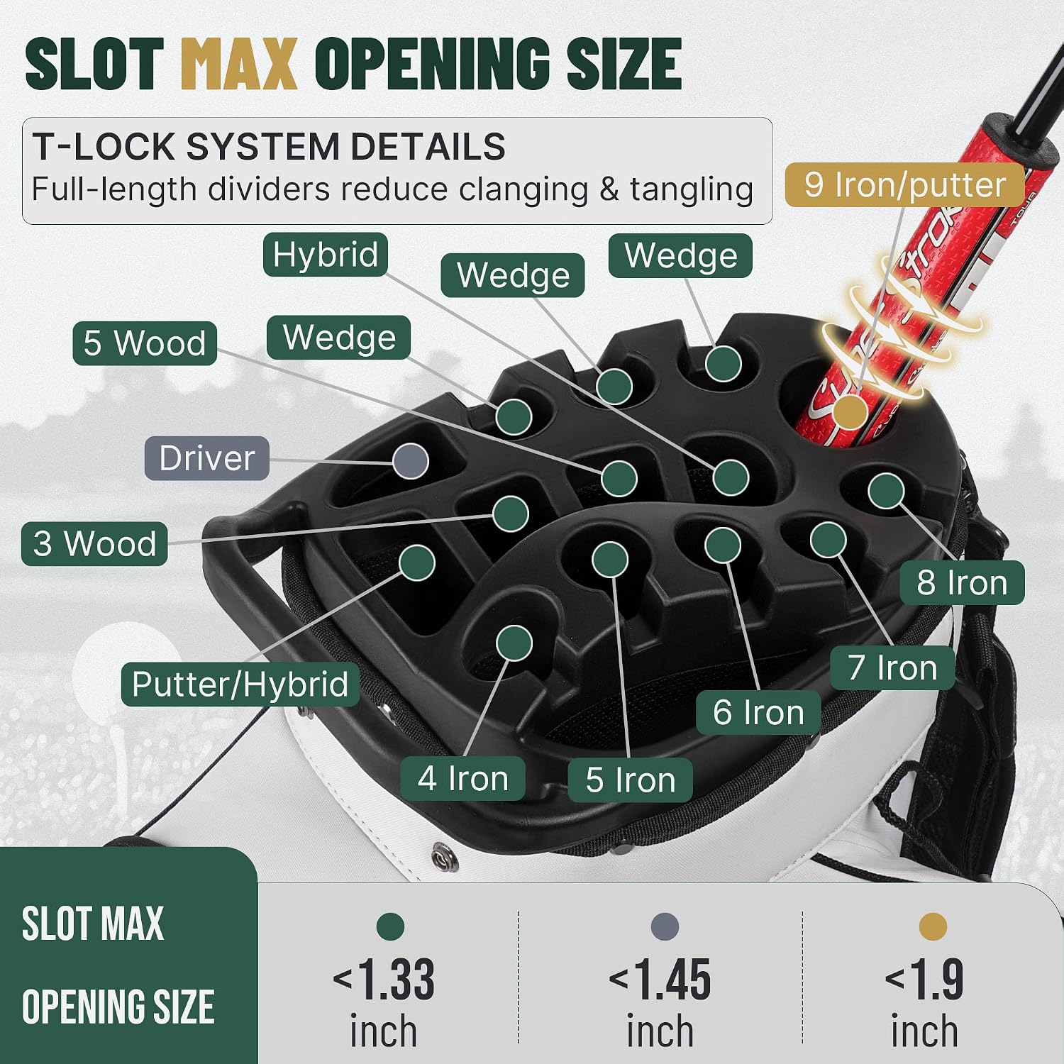 uniHimal Golf Cart Bag with 14-Way Full-Length Dividers, Golf Bag for Men Women with Magnetic Leather Pocket, Handles and Rain Cover, Lightweight Golf Club Bag Includes Cooler Pockets