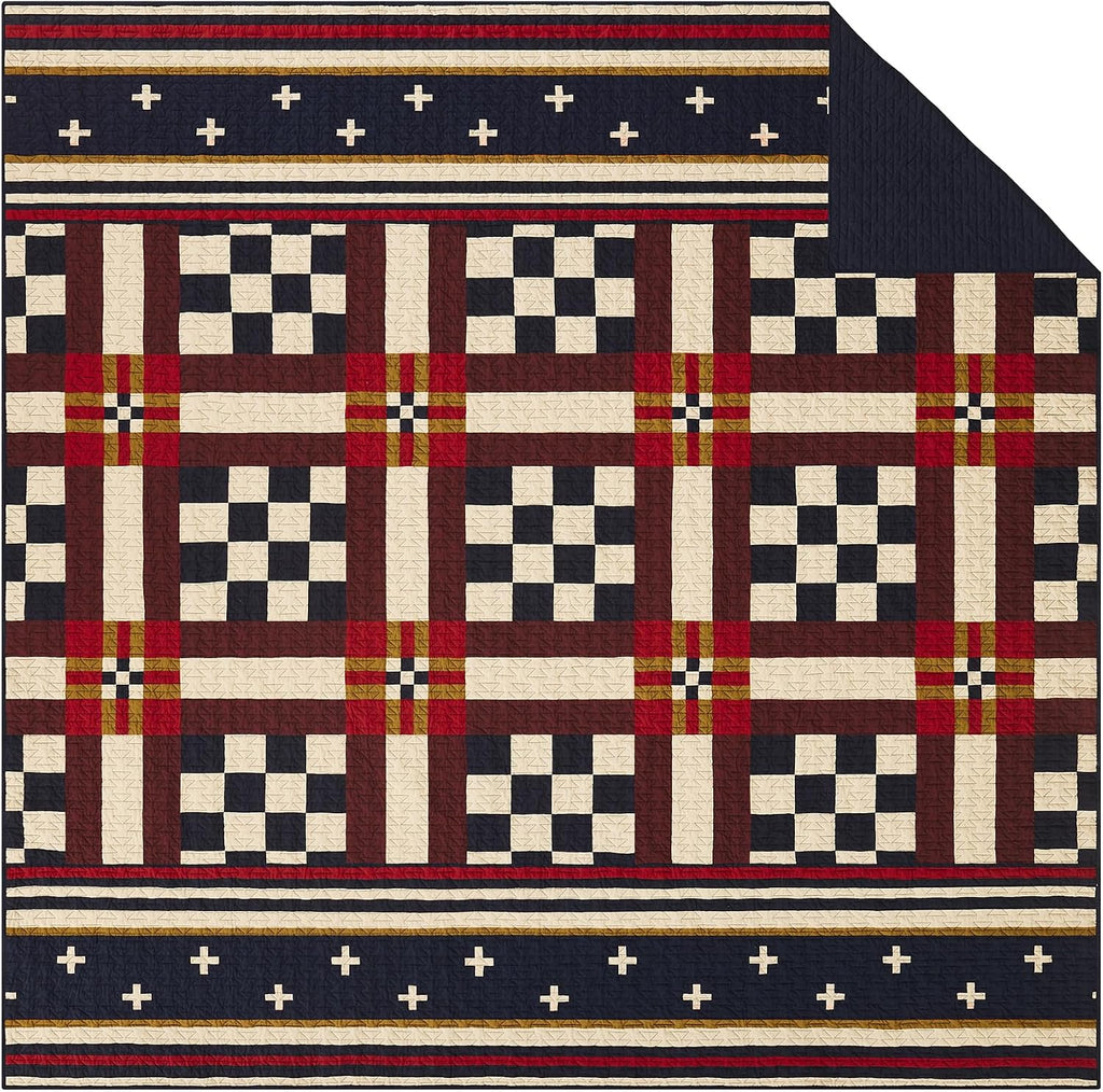 Pendleton Full/Queen Quilt Set – 100% Cotton 3 Piece Quilt Set with Shams, Soft Lightweight Bedding for Queen Size Bed, Blue & Tan Comforter Alternative, Queen Bedding Set (Scout Stripe)