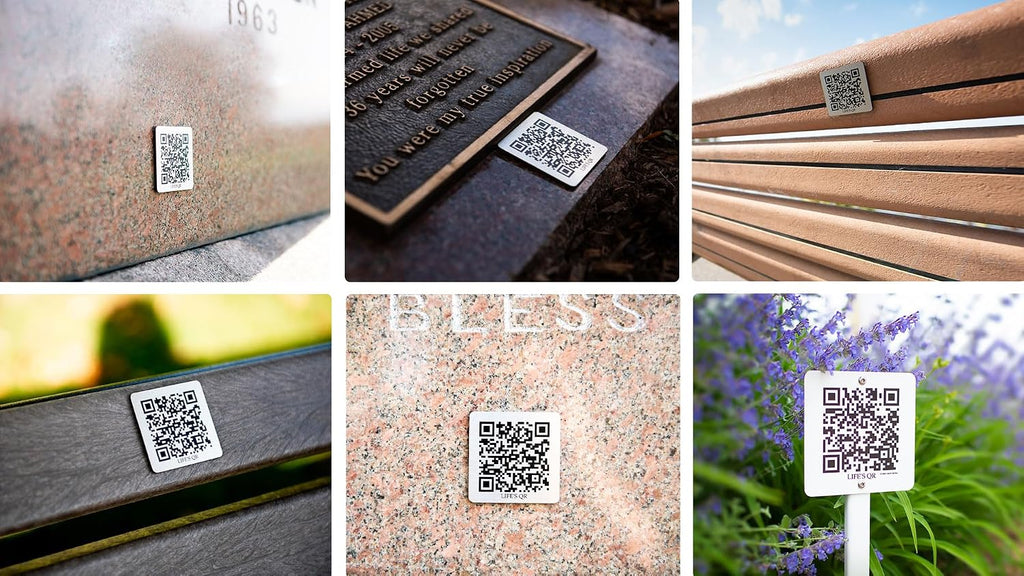 Life's QR - A Digital Celebration of Life | 2'x2' QR Code Memorial Sign for Cemetery Headstones | Funeral Gift, Memorial Website with QR