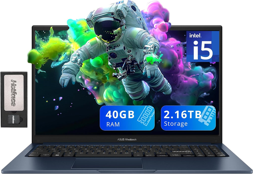 ASUS Vivobook 15 Business Laptop, 15.6' FHD Display, Intel i5-1235U, 40GB RAM, 2.16TB Storage(2TB SSD+160GB Docking Station Set), Intel Iris Xe Graphics, Webcam, Numeric Keypad, Win 11, Blue