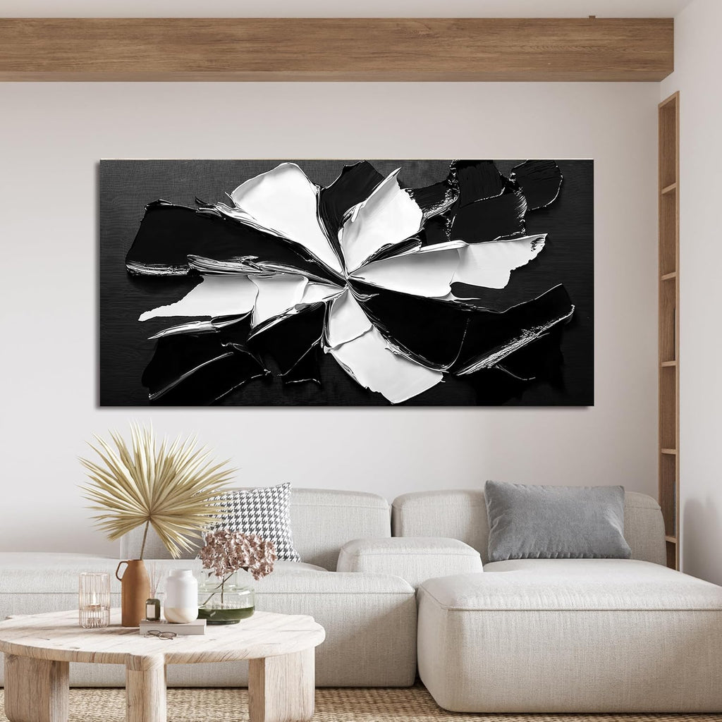 Abstract Wall Art Decorations Modern Large Wall Art for Living Room Abstract Canvas Art Wall Decor Oversized Black and White Wall Art Prints Flowers Artwork for Walls Office Home Decor 29' X 58'