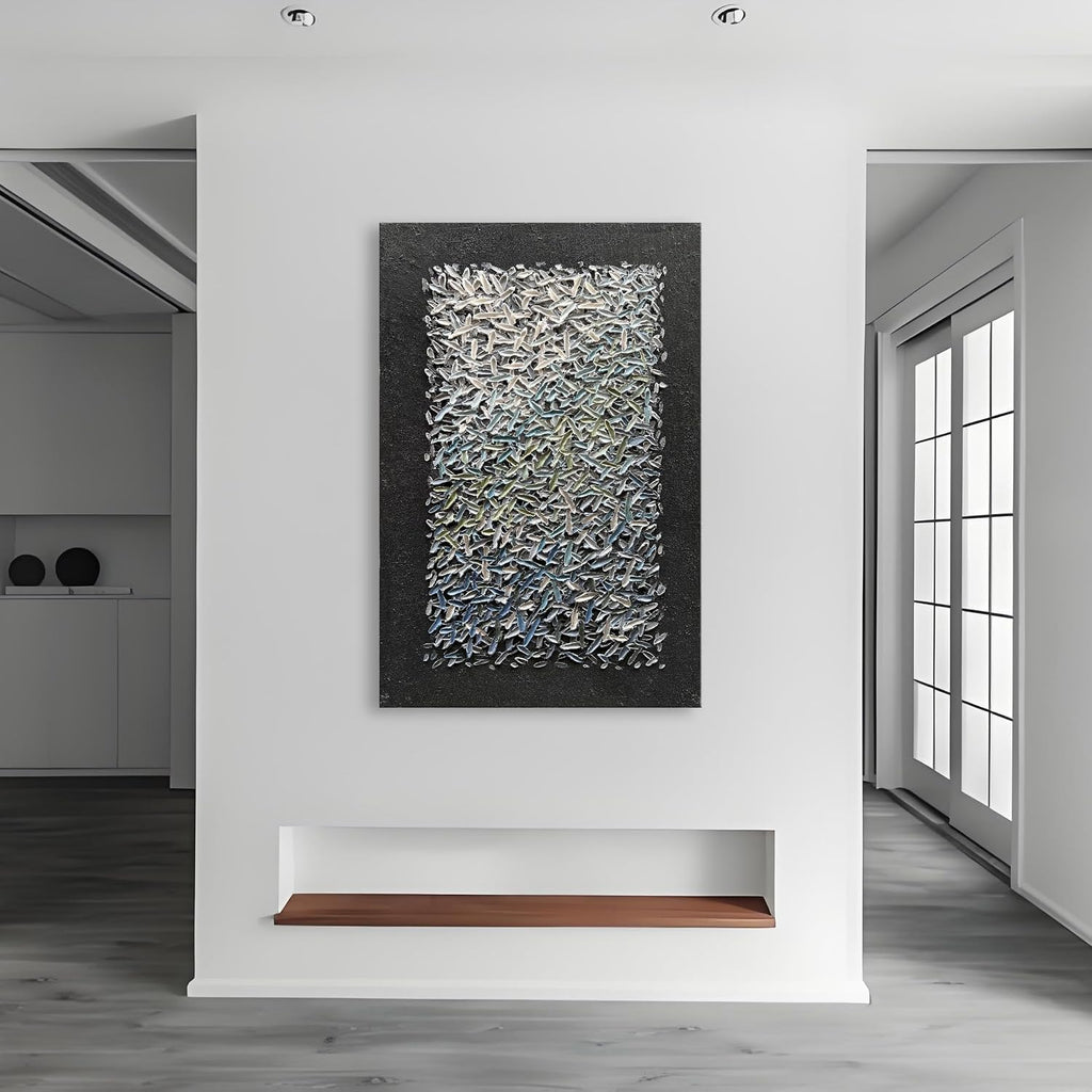 Art Hand Painted Black Minimalist Art Oil Painting Modern Abstract Art Oil Painting Home Office Corridor Wall Decoration 45x30 inches