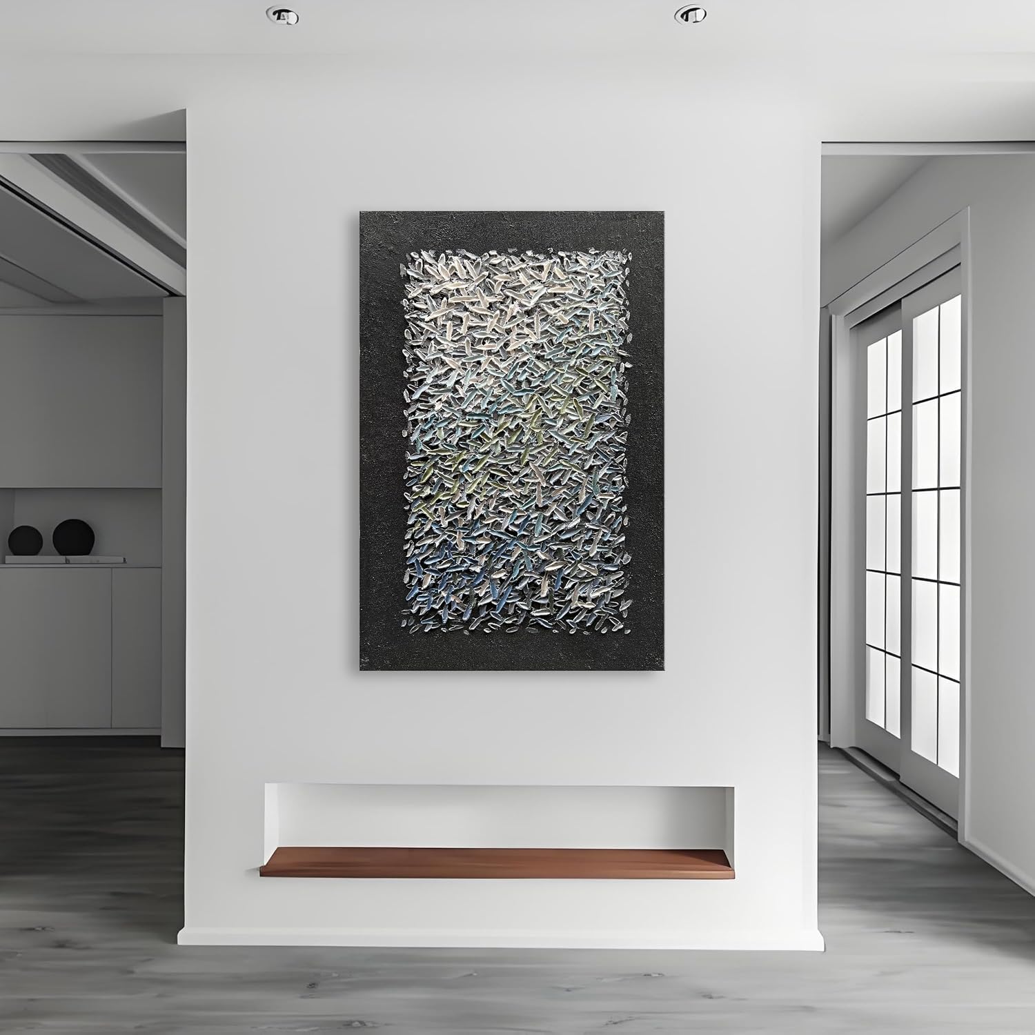 Art Hand Painted Black Minimalist Art Oil Painting Modern Abstract Art Oil Painting Home Office Corridor Wall Decoration 45x30 inches