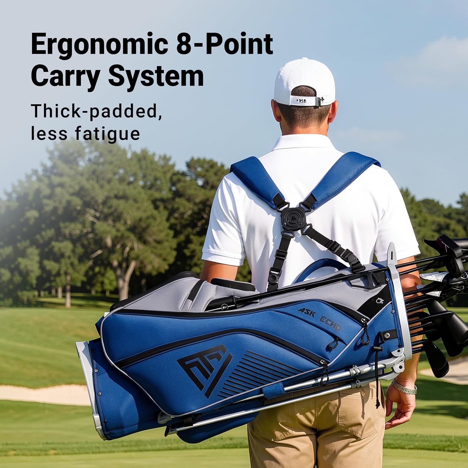 ASK ECHO Golf ST-14 Hybrid Stand Bag with 14 Way Full Length Dividers & Quick Putter Clip
