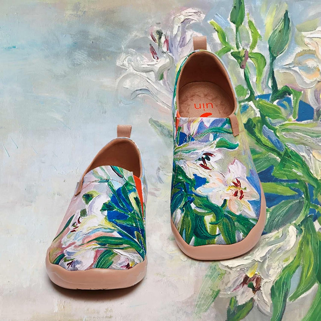 UIN Women's Slip On Shoes Colorful Comfortable Lightweight Art Travel Sneakers Casual Floral Stylish Everyday Loafers