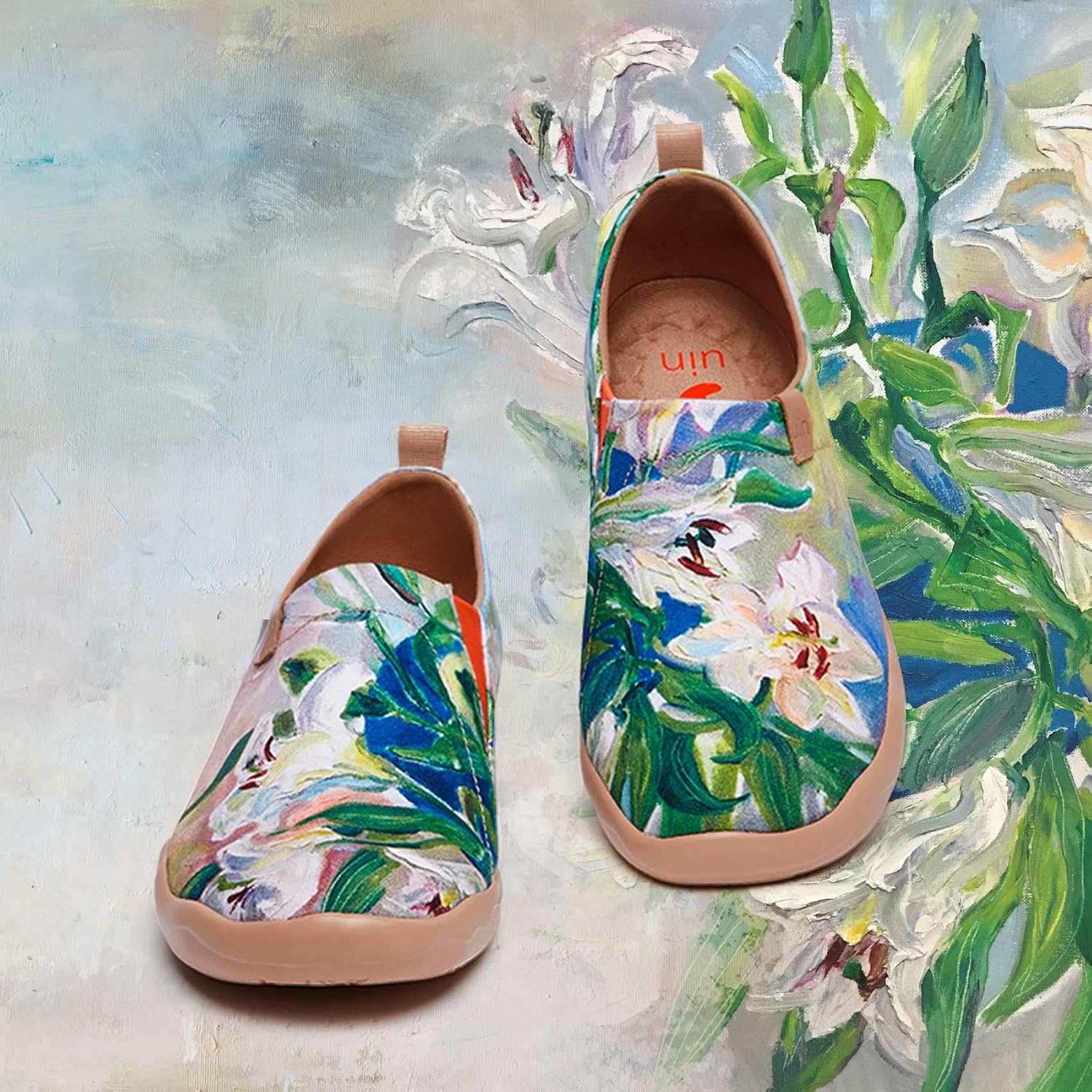 UIN Women's Slip On Shoes Colorful Comfortable Lightweight Art Travel Sneakers Casual Floral Stylish Everyday Loafers