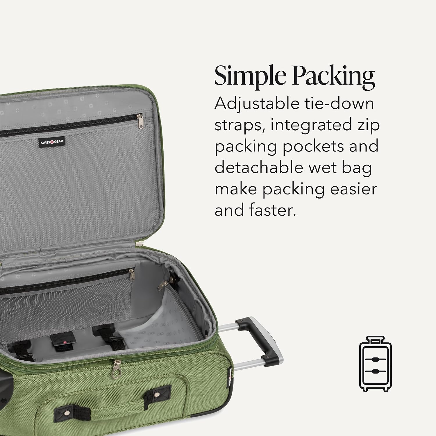 SWISSGEAR Sion Softside Expandable Spinner Luggage Durable Lightweight Travel Suitcase, Evergreen, Carry-On
