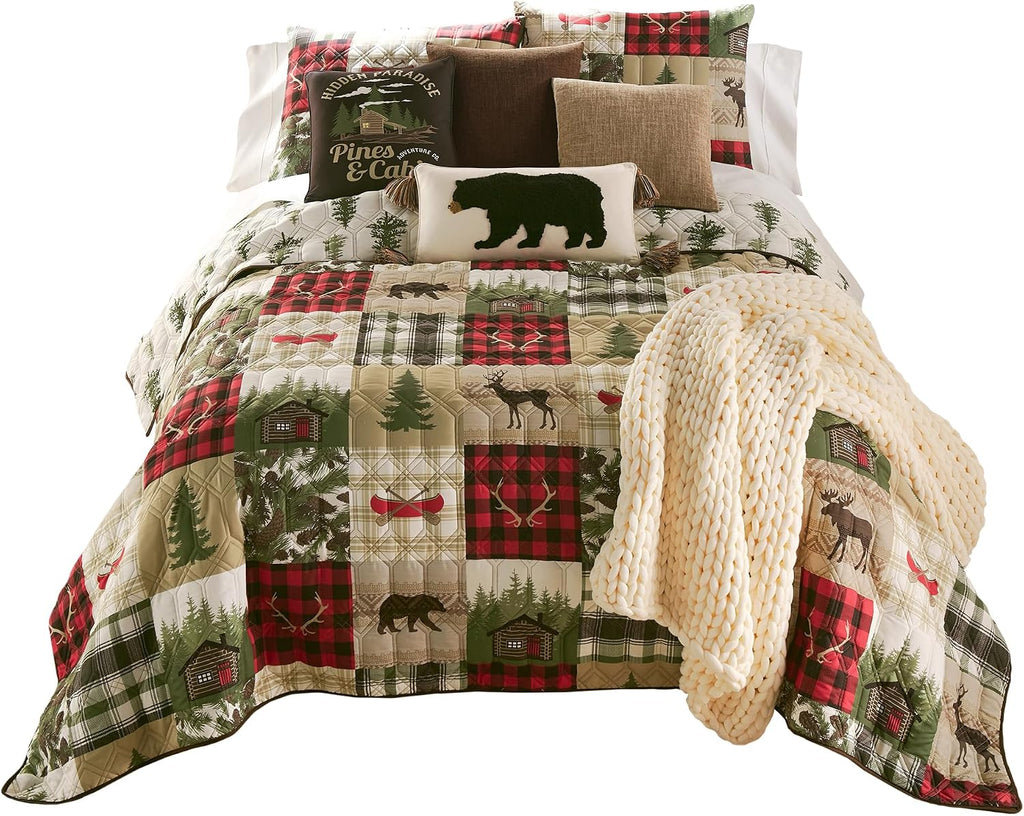 Donna Sharp Cedar Lodge-King Quilt Set, Measures 104 x 96, Includes 1 Quilt and 2 King Shams, Machine Washable