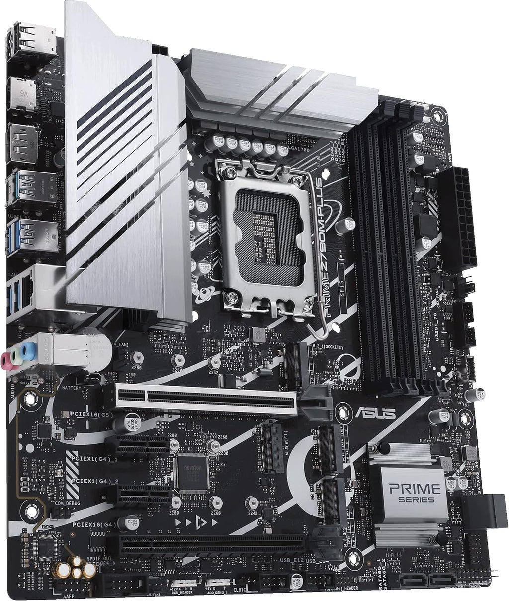 ASUS Prime Z790M-Plus LGA 1700(Intel 14th,12th&13th Gen) microATX motherboard (PCIe 5.0,3xM.2 slots,10+1 DrMOS,DDR5,1 Gb LAN, DP,USB 3.2 Gen2 Type-C,front USB3.2 Gen 1 TypeC, Thunderbolt(USB4)support)