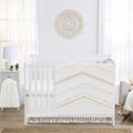 Sweet Jojo Designs 4-Piece Baby Crib Bedding Set (100% Cotton Ivory Boho) for Boys or Girls, Infants/Nursery incl. Blanket, Fitted Sheet, Skirt, Diaper Stacker (Neutral Bohemian, Farmhouse Minimalist)