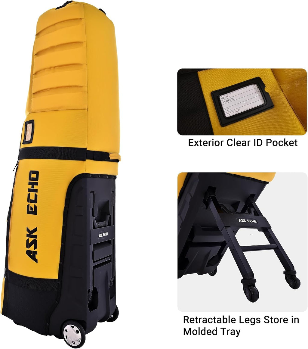 ASK ECHO Locklink StableRoller Golf Travel Bag with 4-Wheel Rolling System, Extendable Support Stand Legs