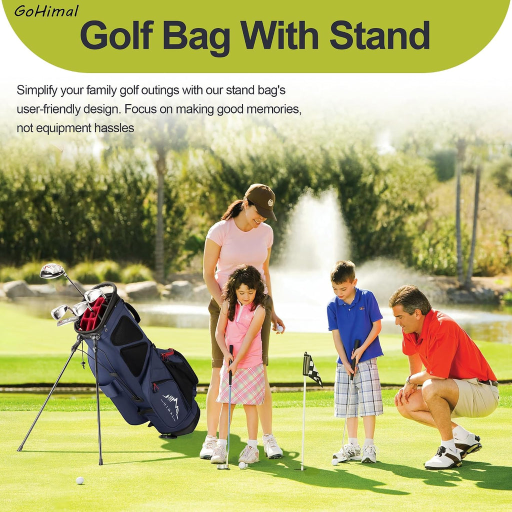 GoHimal 14 Way Golf Stand Bag, Golf Bags for Men with Stand, Top Dividers Ergonomic with 10 Pockets Golf Club Bags