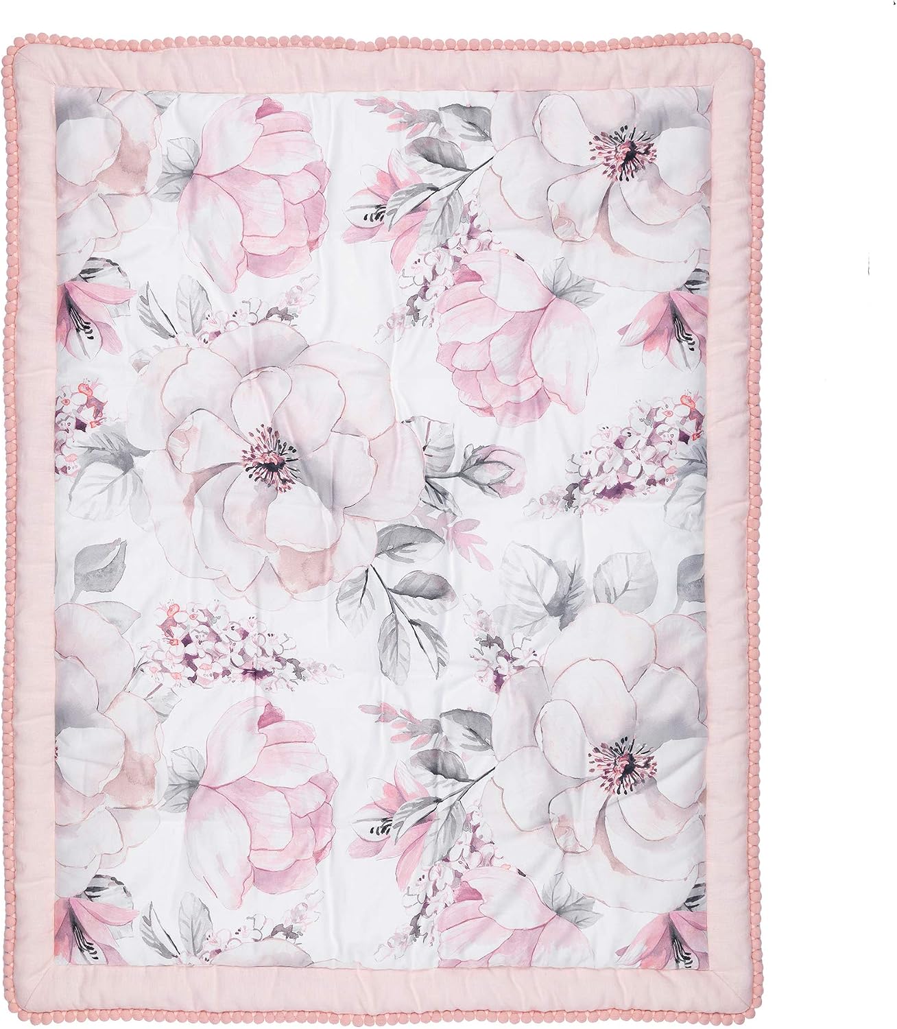 Lambs & Ivy Signature Botanical Baby Watercolor Floral 4-Piece Crib Bedding Set
