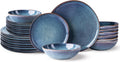 AmorArc Ceramic Dinnerware Sets,Handmade Reactive Glaze Stoneware Plates and Bowls Sets,Highly Scratch Resistant | Dishwasher & Microwave Safe Dishes Set,Service for 8 (24pc)