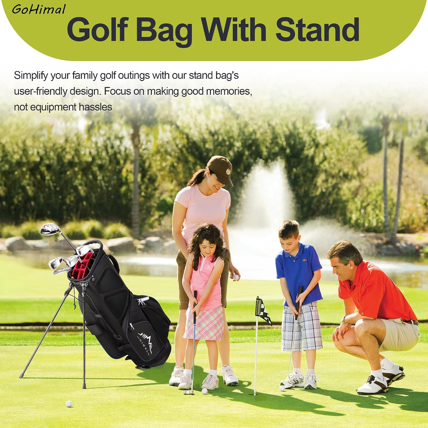 GoHimal 14 Way Golf Stand Bag, Golf Bags for Men with Stand, Top Dividers Ergonomic with 10 Pockets Golf Club Bags