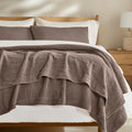 EVERGRACEHOME Cotton Coverlet Set King Size 3 Pieces, Lightweight Soft Ribbed Matelassé Bedspread Quilt Set, Cozy Oversized Quilted Bedding Set with 2 Pillow Shams for All Seasons, Mocha Brown